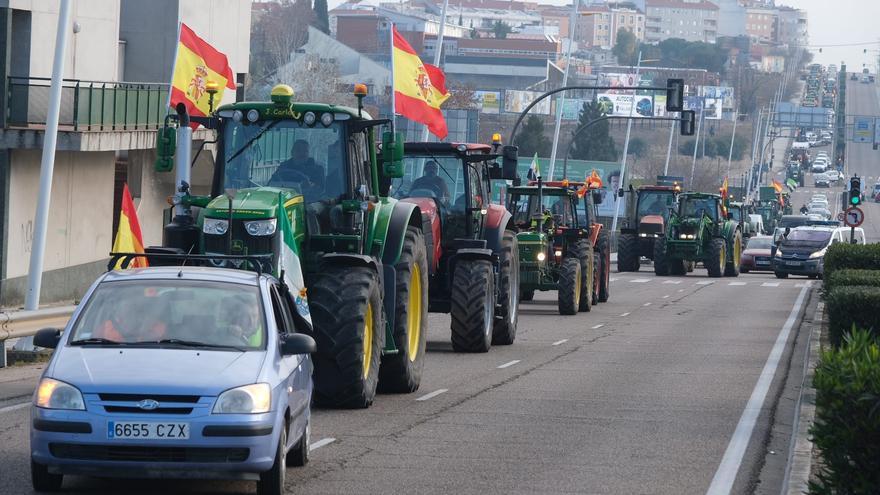 Cientos de agricultores extremeños se desmarcan de organizaciones y partidos y toman las calles