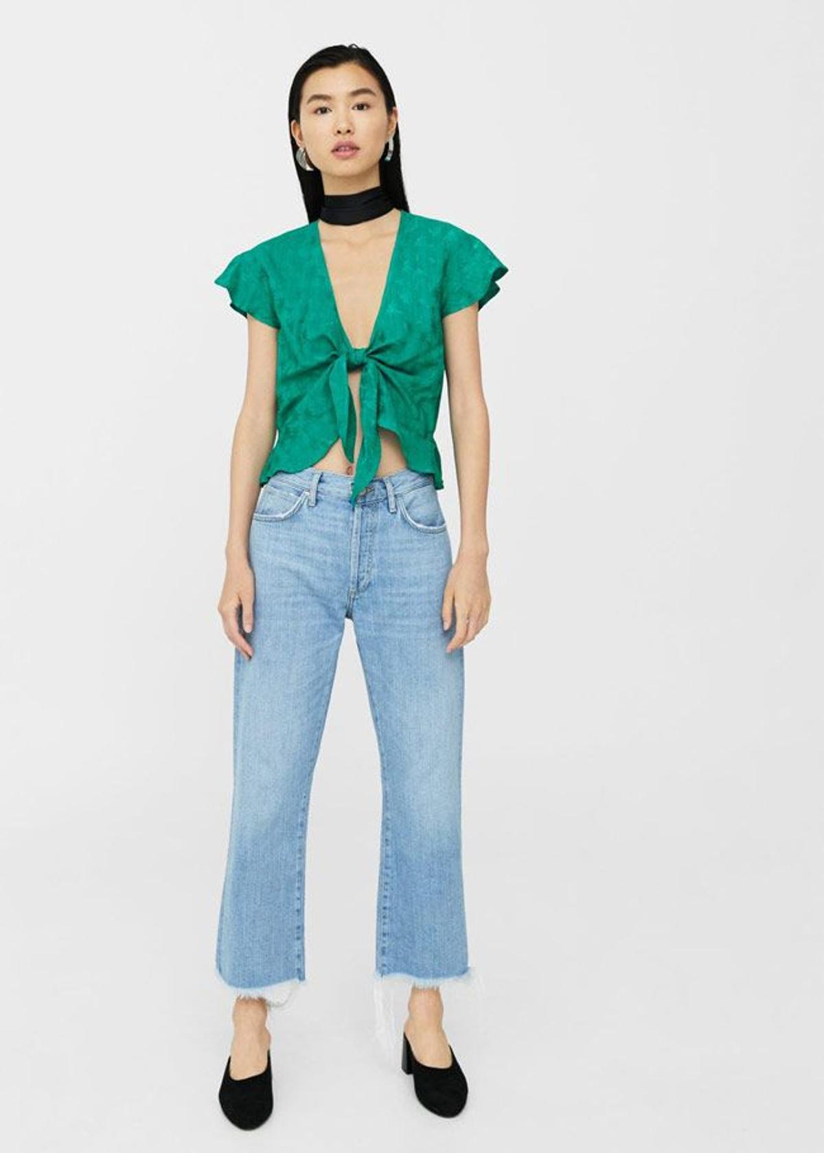 Mango Outlet: blusa con nudo verde