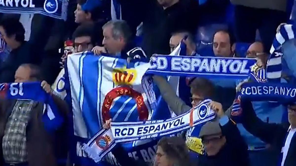 La afición del Espanyol en un fragmento del videoclip de la canción