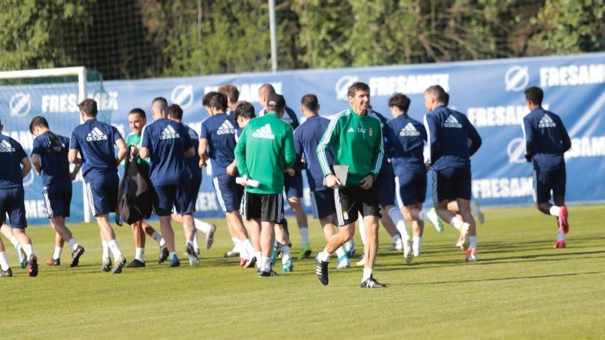 La plantilla del Oviedo, en El Requexón.