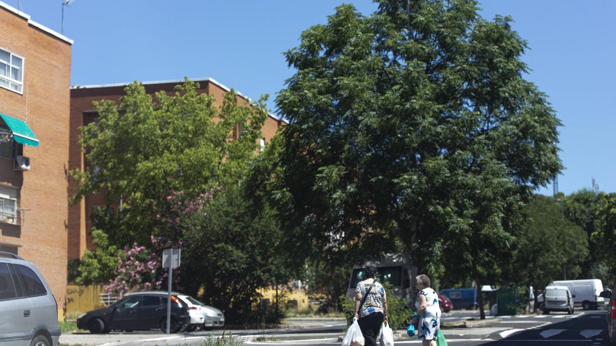 Imagen de la calle Río Ródano, en el barrio cacereño de Aldea Moret.