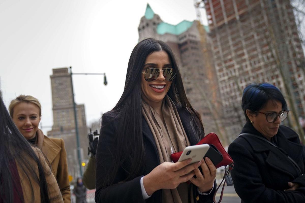 NEW YORK  NY - JANUARY 23  Emma Coronel Aispuro  the wife of Joaquin  El Chapo  Guzman  arrives at the U S  District Court for the Eastern District of New York  January 23  2019 in New York City  El Chapo is accused of trafficking over 440 000 pounds of cocaine  in addition to other drugs  and exerting power through murders and kidnappings as he led the Sinaloa Cartel  Prosecutors say they expect to rest their case soon in the trial that began in November    Drew Angerer Getty Images AFP    FOR NEWSPAPERS  INTERNET  TELCOS   TELEVISION USE ONLY