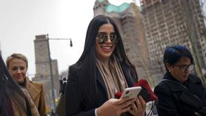 NEW YORK  NY - JANUARY 23  Emma Coronel Aispuro  the wife of Joaquin  El Chapo  Guzman  arrives at the U S  District Court for the Eastern District of New York  January 23  2019 in New York City  El Chapo is accused of trafficking over 440 000 pounds of cocaine  in addition to other drugs  and exerting power through murders and kidnappings as he led the Sinaloa Cartel  Prosecutors say they expect to rest their case soon in the trial that began in November    Drew Angerer Getty Images AFP    FOR NEWSPAPERS  INTERNET  TELCOS   TELEVISION USE ONLY