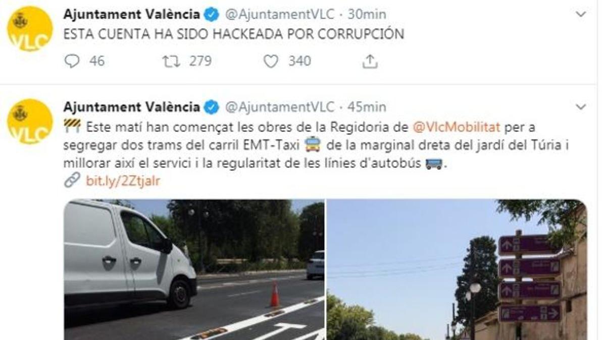 Hackeo de la cuenta del Ayuntamiento de València.
