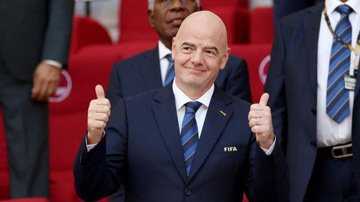 Infantino, en las gradas durante un partido del Mundial