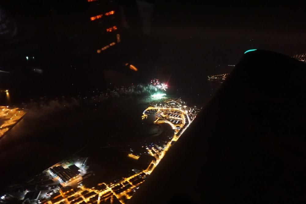 Gijón, la noche de los fuegos desde el aire