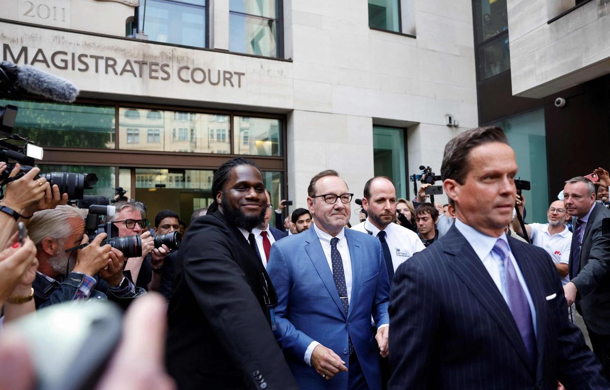 El actor Kevin Spacey llegando al tribunal de Londres esta mañana.