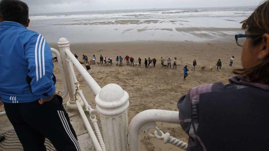 Concentración de apoyo a la estancia de perros en las playas, el pasado mes de septiembre, en Salinas.