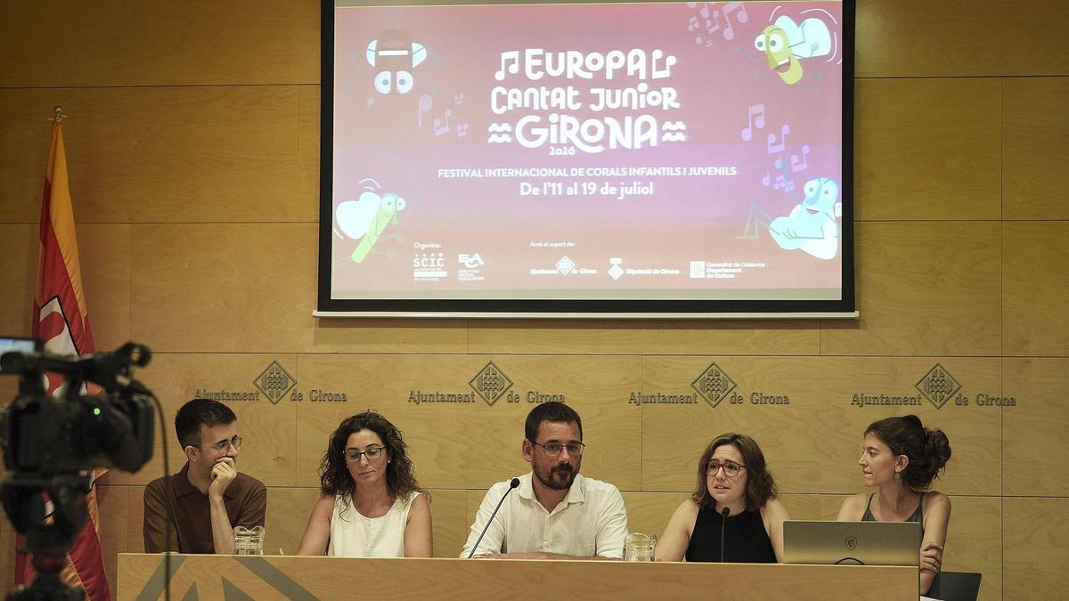 La roda de premsa de presentació de l'Europa Cantat Junior, aquest matí.