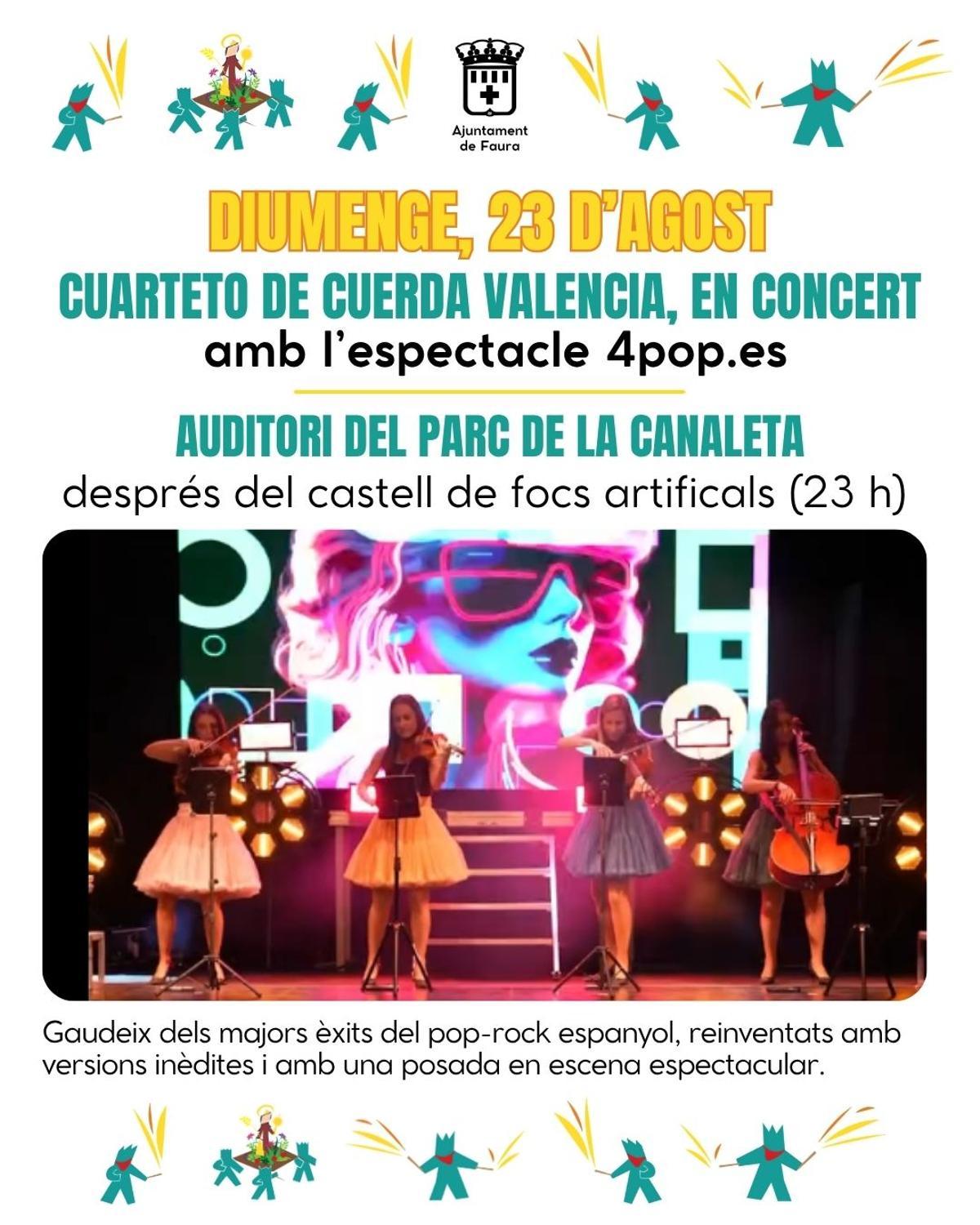 Cartel de la actuación del Cuarteto de Cuerda Valencia.