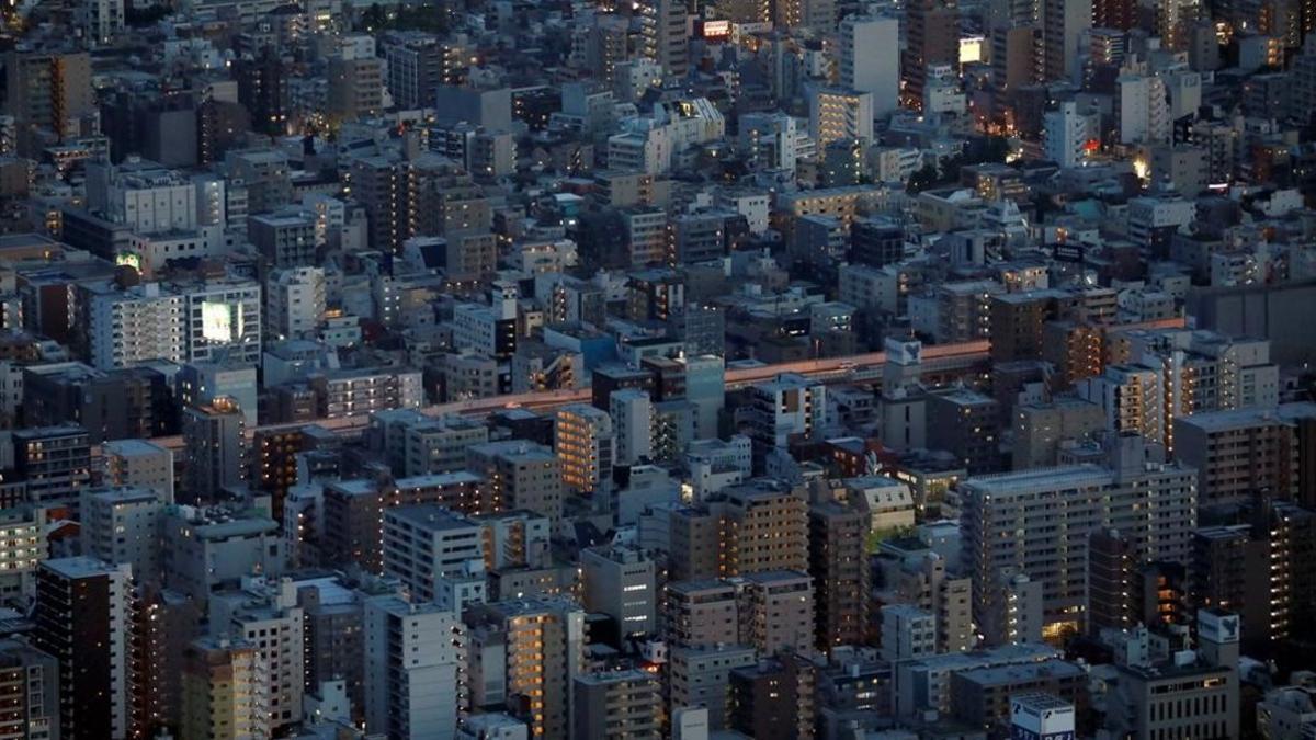 Una vista aérea de Tokyo, Japón.