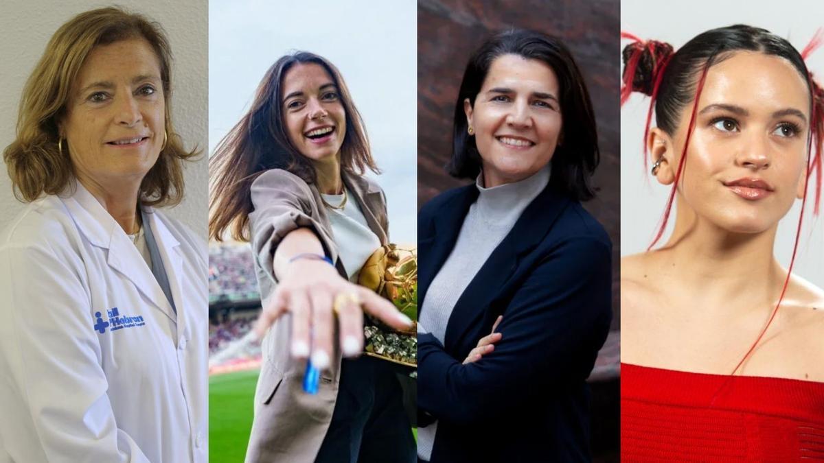 De izquiera a derecha, Magda Camprubí (Jefa de Medicina Preventiva y Epidemiología del hospital Vall d’Hebrón), Aitana Bonmatí (futbolista), Judit Carrera (Directora del Centre de Cultura Contemporània de Barcelona) y la cantante Rosalía. De izquiera a derecha, Magda Camprubí (Jefa de Medicina Preventiva y Epidemiología del hospital Vall d’Hebrón), Aitana Bonmatí (futbolista), Judit Carrera (Directora del Centre de Cultura Contemporània de Barcelona) y la cantante Rosalía.