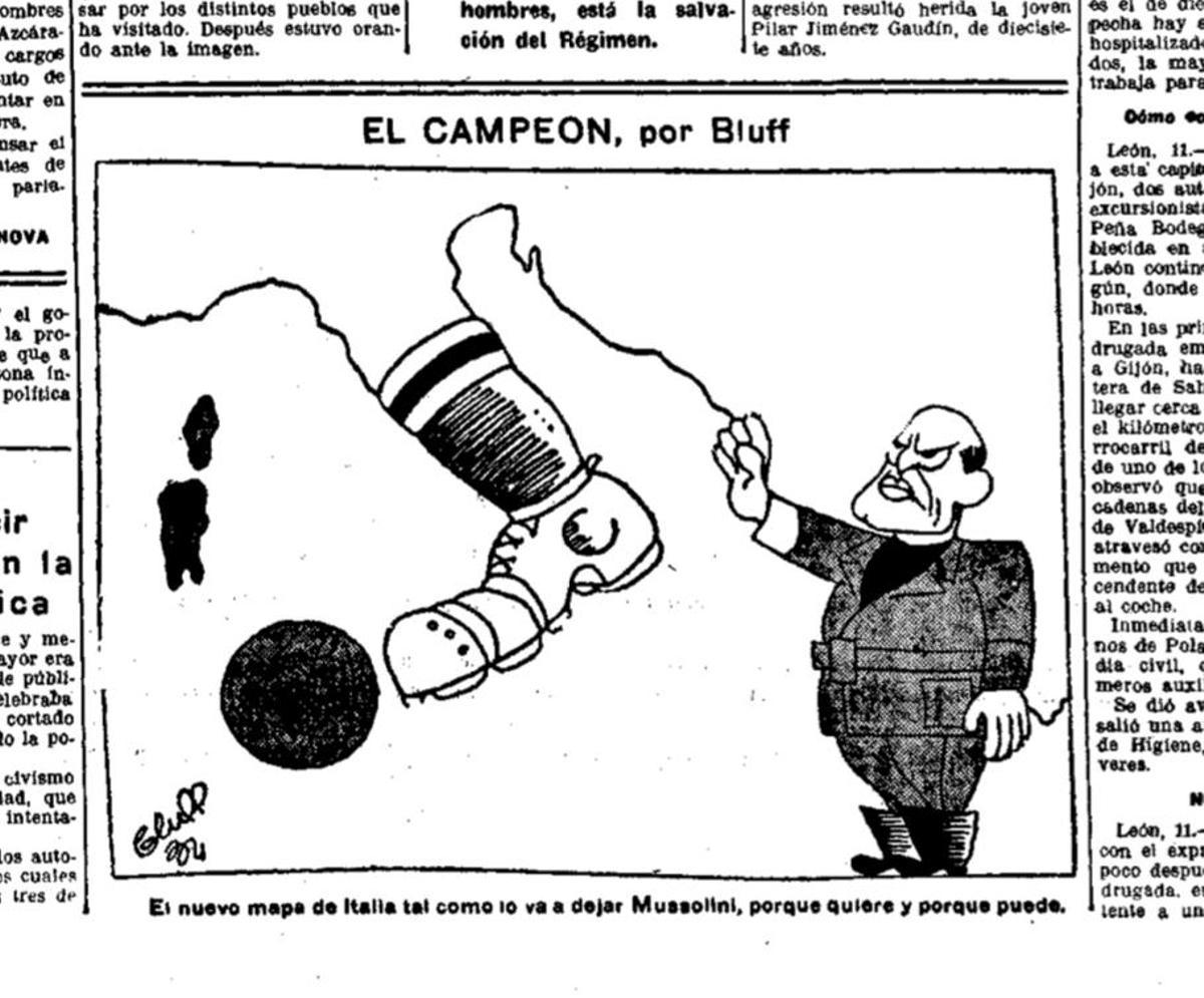 Imagen de la prensa de 1934 sobre el partido entre Italia y España