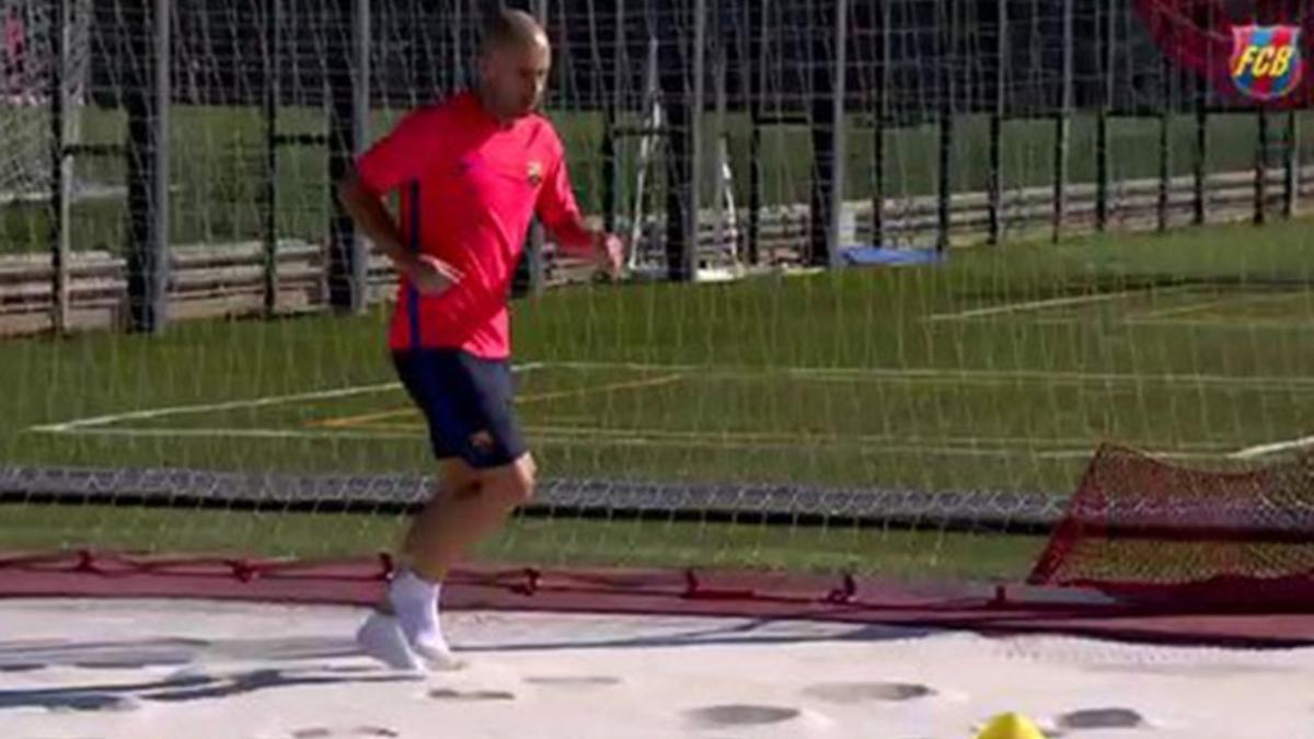 Javier Mascherano se ha ejercitado este lunes en la Ciudad Deportiva Joan Gamper