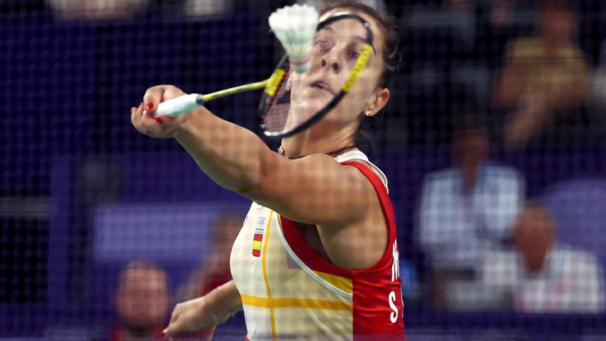 Carolina Marín, durante un partido en París