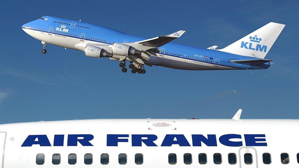 Aviones de Air France y de KLM en el aeropuerto de Amsterdam.