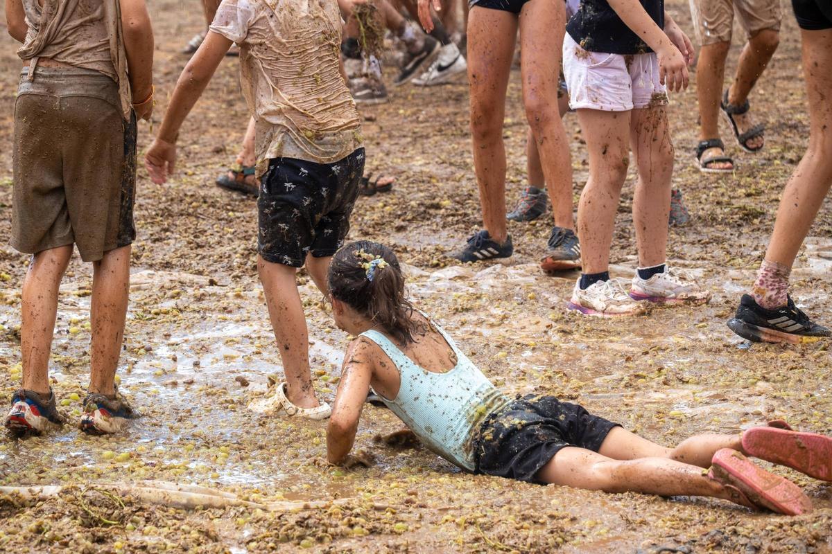 Sa Vermada de Binissalem arranca con su multitudinaria ‘guerra de raïm’ y la ‘Festa dels Trepitjadors’