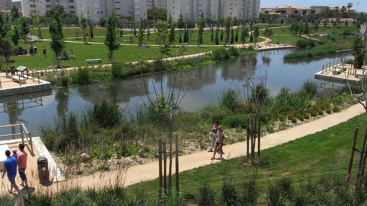 El Parque La Marjal de Alicante es un modelo de aplicación de soluciones basadas en la naturaleza orientadas a la prevención de riesgos asociados al cambio climático, en este caso de lluvias torrenciales, simulando un humedal que recoge hasta 45.000 metros cúbicos de agua.