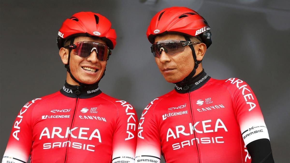 Nairo Quintana (derecha) junto a su hermano Dayer.