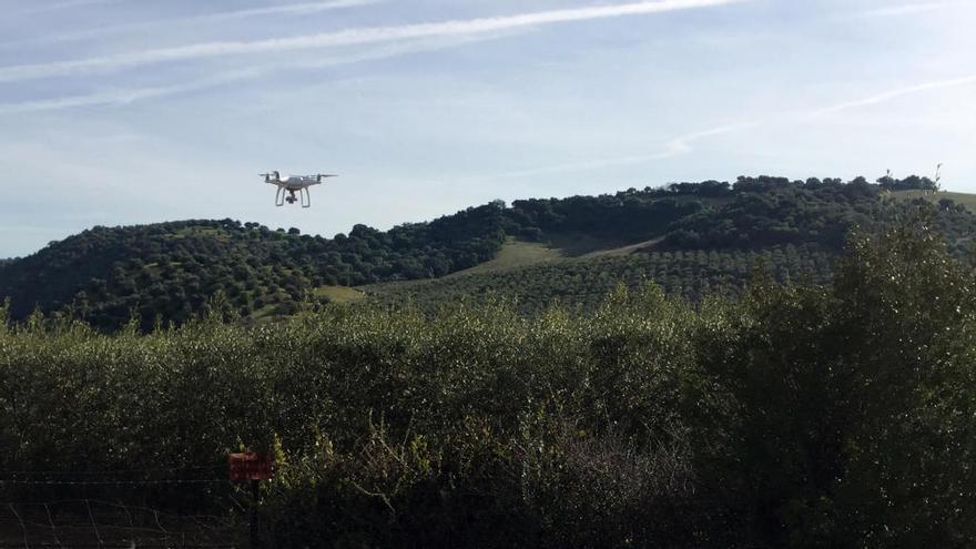 Ramir Lanau pilotant un dron durant una gravació.