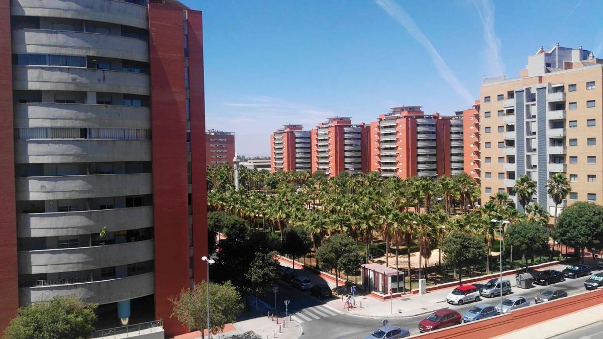 Una vista de la barriada de Jardines de Hércules, en el distrito Bellavista-La Palmera. Foto: El Correo.