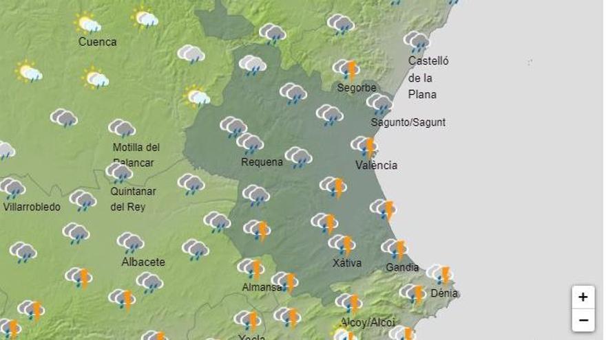 Previsión meteorológica de la Aemet en Valencia par el sábado 26 de marzo.