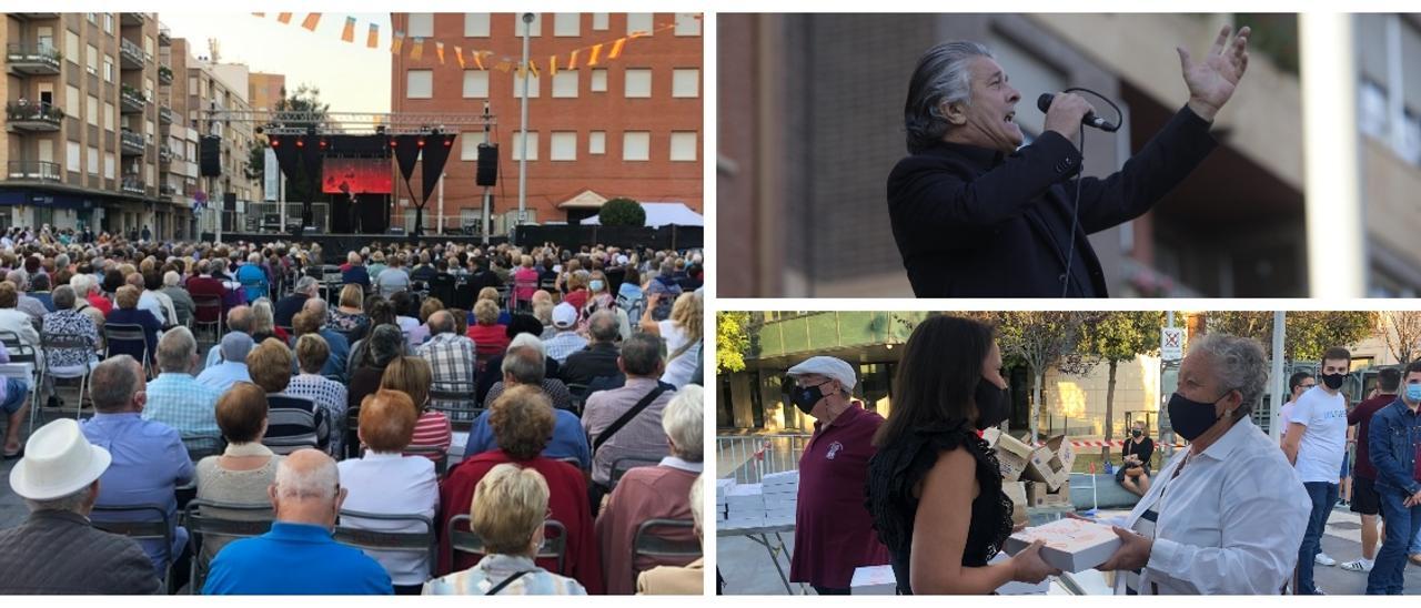 Unas 630 personas mayores han llenado la plaza España para disfrutar de la merienda y el concierto de Francisco.