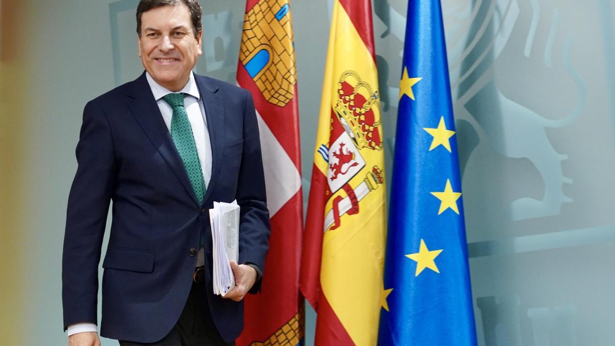 El consejero Carriedo en la rueda de prensa de esta mañana.