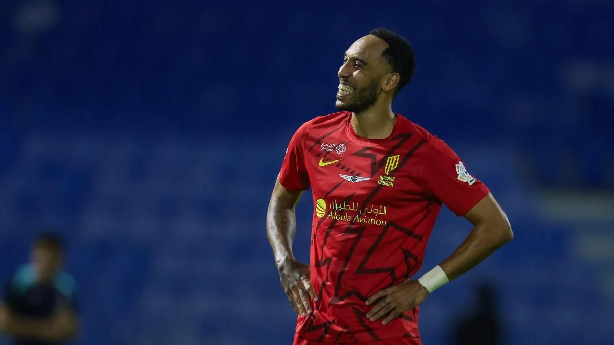 Aubameyang, celebrando un gol en el Al-Qadsiah