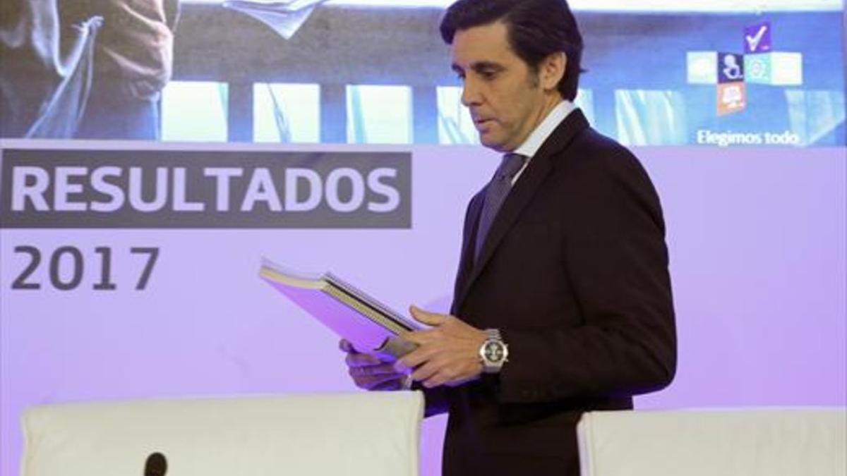 El presidente de Telefónica, José María Álvarez-Pallete, ayer, durante la presentación de resultados.