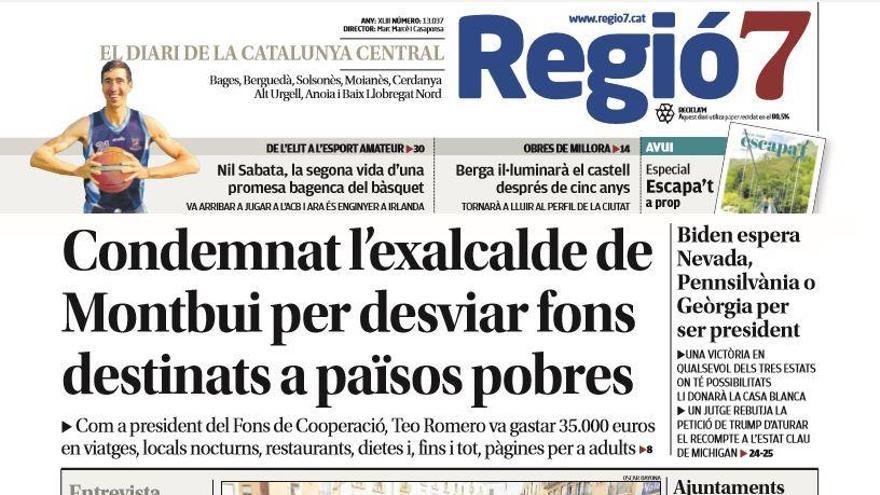 La portada de Regió7 d&#039;avui, 6 de novembre