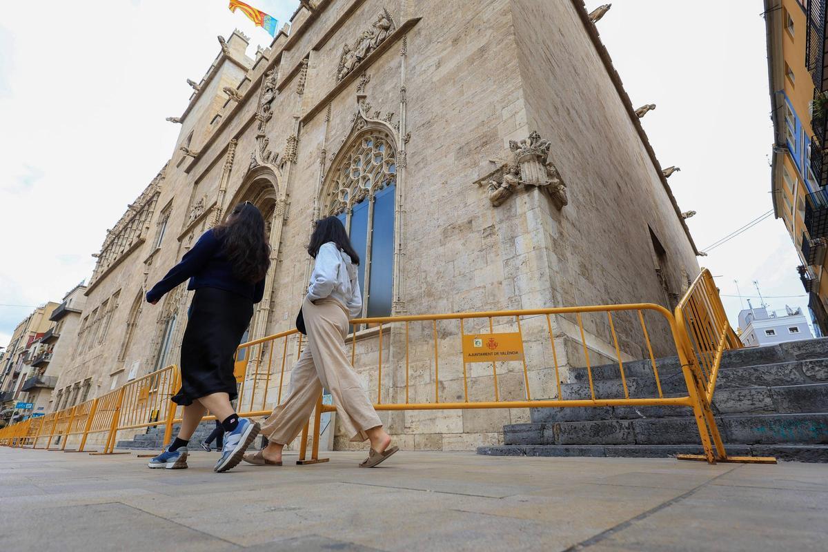 Vallado de La Lonja en las pasadas Fallas.