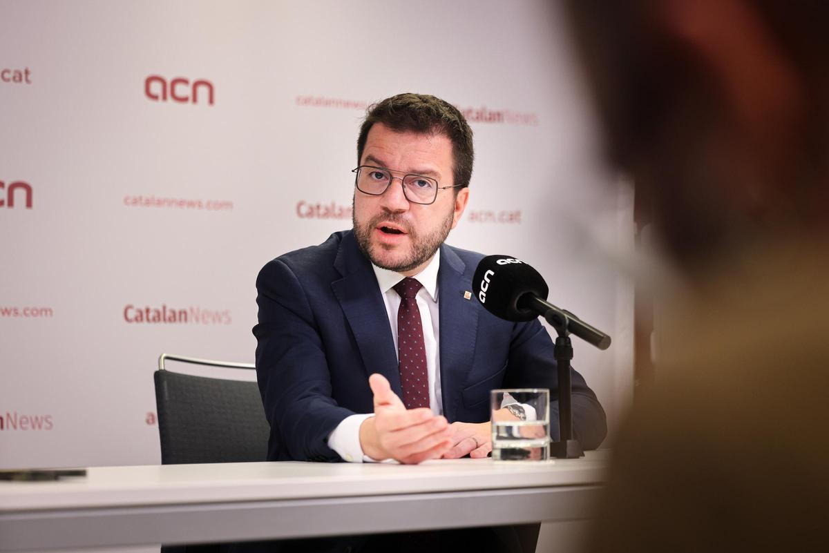 El president Pere Aragonès este viernes en la agencia Acn.