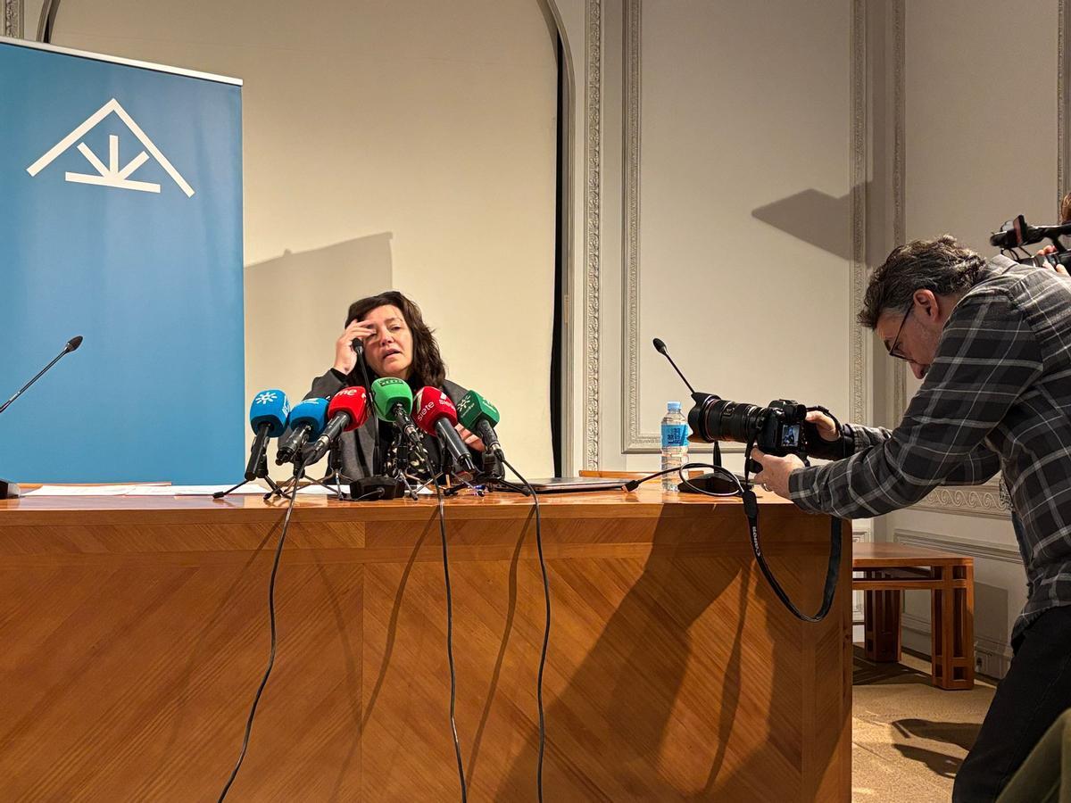 La decana del Colegio de Arquitectos de Málaga, Susana Gómez de Lara, durante la rueda de prensa.