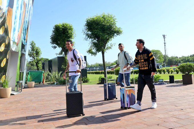 Leo Messi, durante su llega a Argentina