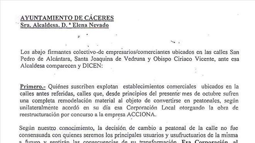 Casi 30 negocios respaldan un escrito que solicita que se agilicen las obras de San Pedro de Alcántara en Cáceres