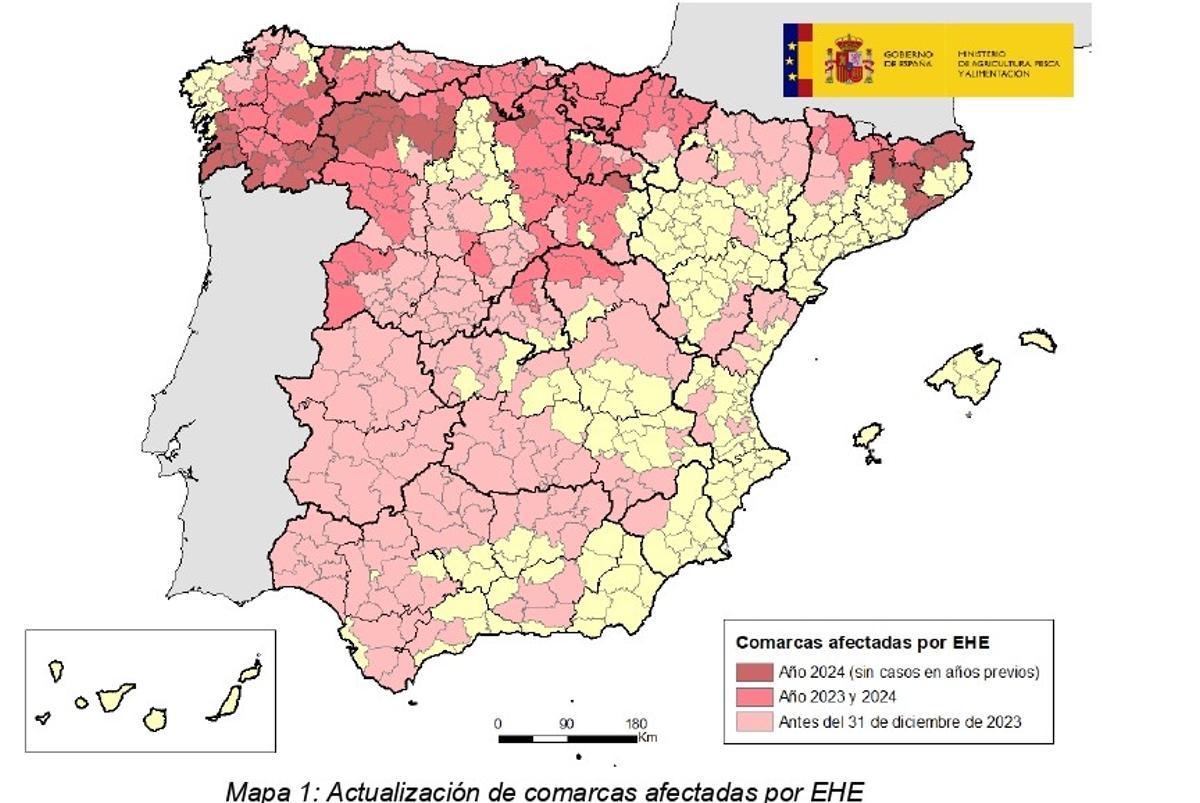 Actualización de las zonas afectadas por la EHE