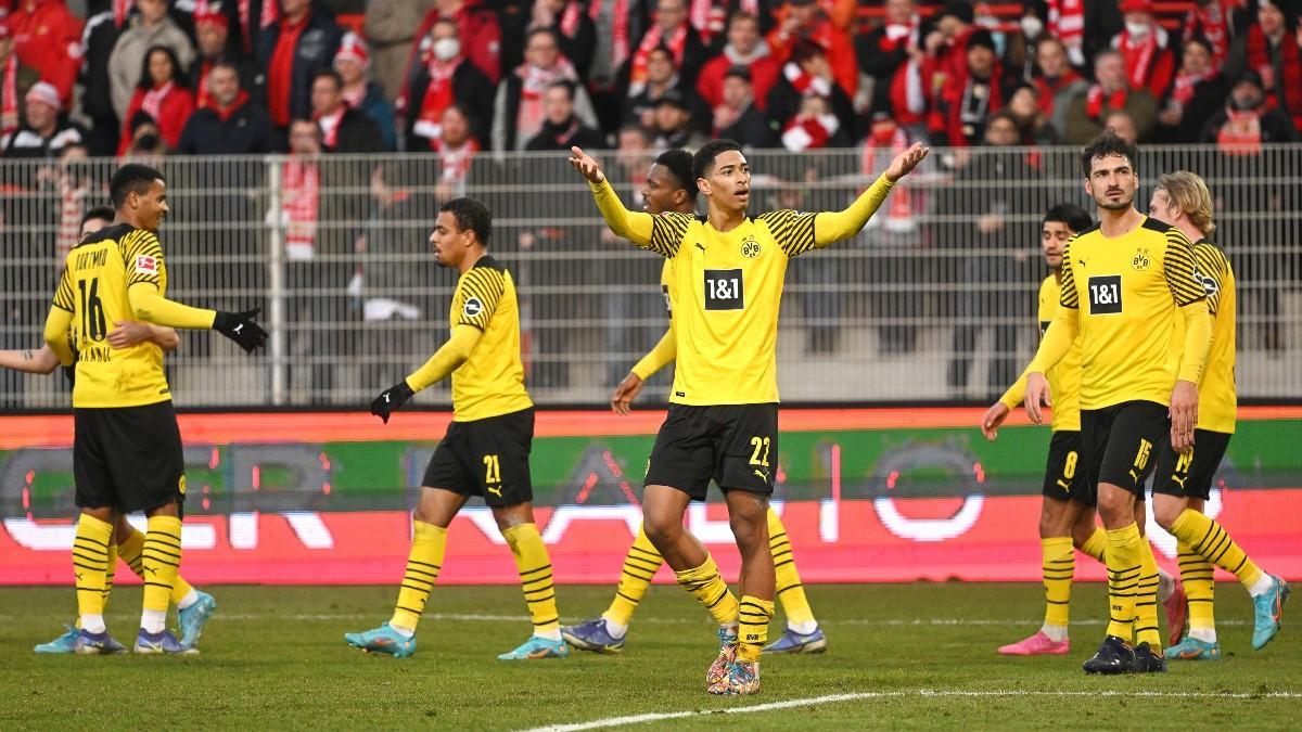 El Dortmund celebra el tercer gol ante el Unión Berlín