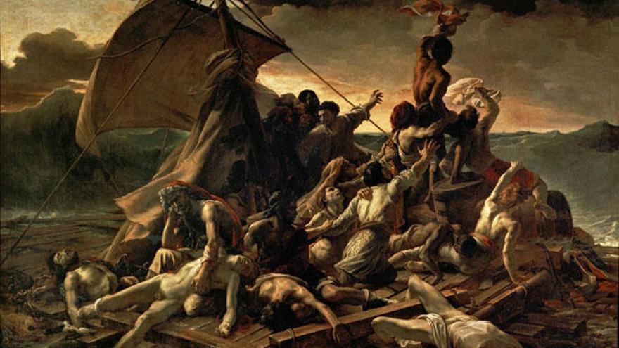 El pintor francés Géricault reprodujo meticulosamente el momento del rescate de los 28 supervivientes que quedaban en la balsa.