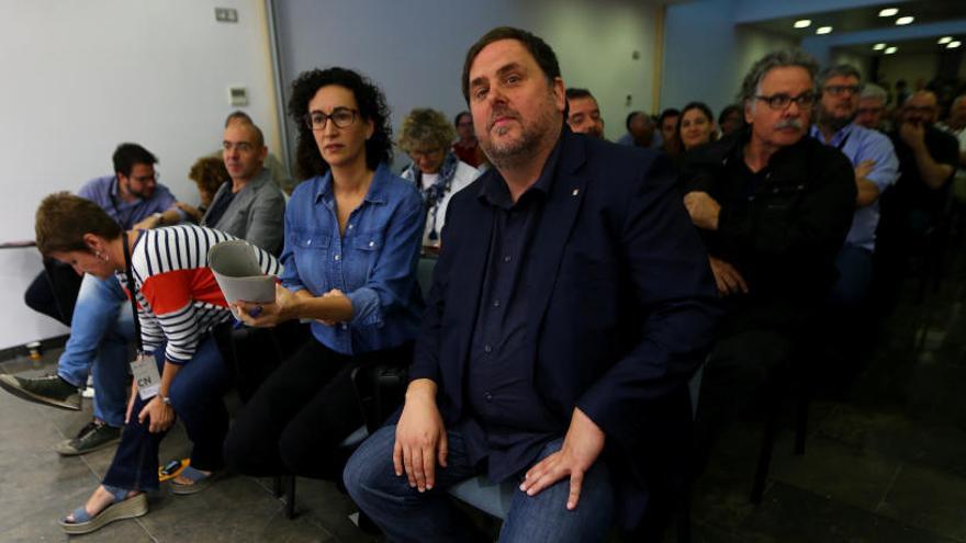 Junqueras en la reunión del sábado del Consell de ERC.