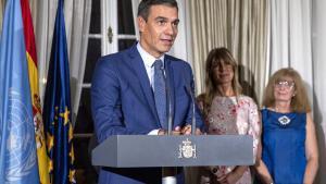 Pedro Sánchez en la residencia del embajador durante la cumbre de la ONU en Nueva York.