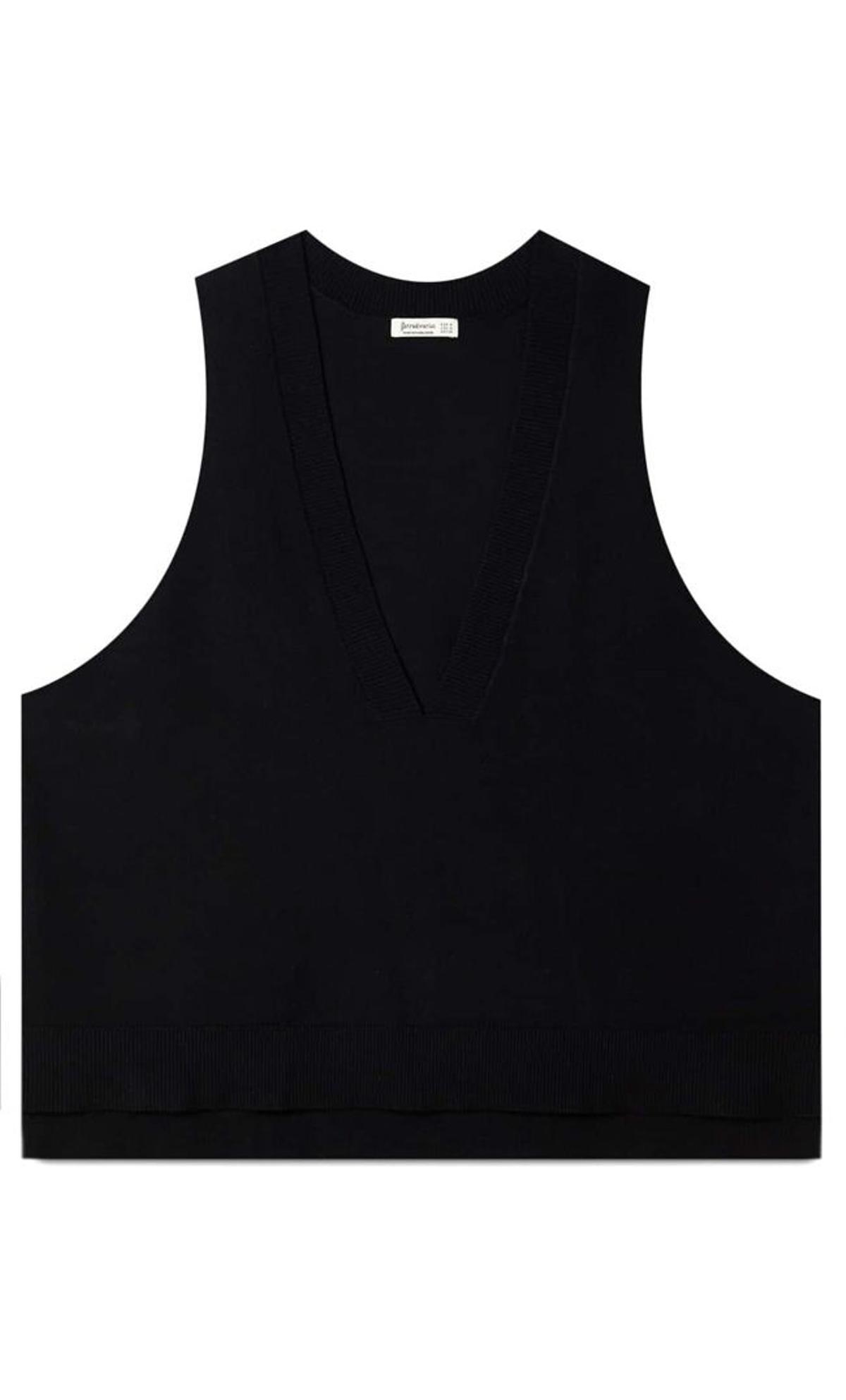 Chaleco de punto 'oversize' con cuello en pico, de Stradivarius