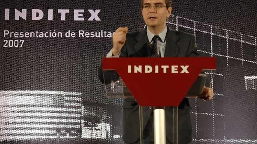 El consejero delegado de Inditex, Pablo Isla, durante la presentación de los resultados de la compañía.