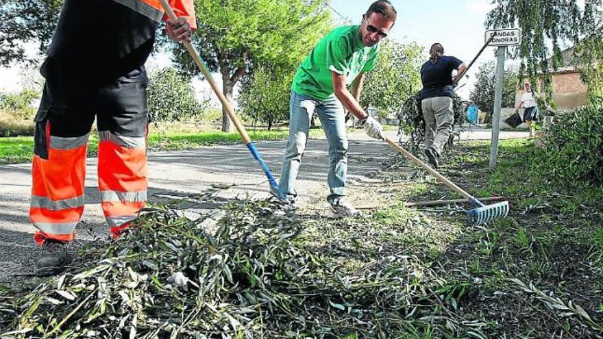El alcalde Lázaro Azorín y el concejal de Obras se suman a las tareas de limpieza