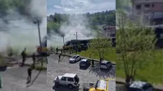 Conato de incendio en un tren de Feve en Infiesto