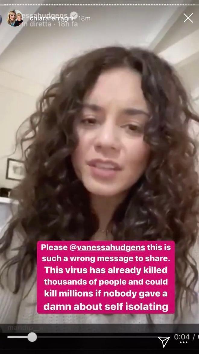 Chiara Ferragni regaña a Vanessa Hudgens por sus comentarios del coronavirus