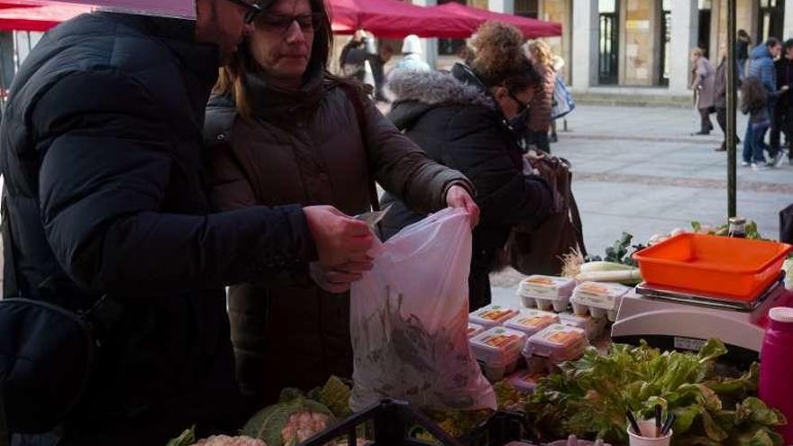 Consumidores durante un mercado ecológico en la Constitución.