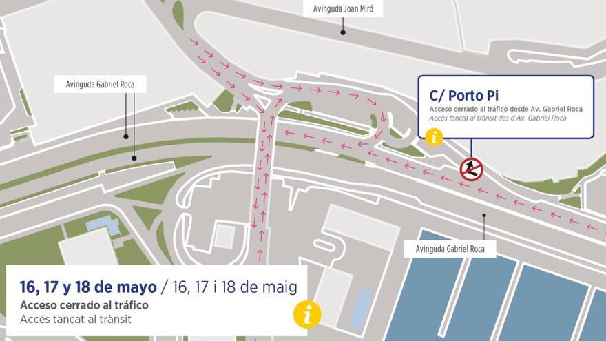 Cierran al tráfico la calle Porto Pi durante 3 días por las obras del Paseo Marítimo
