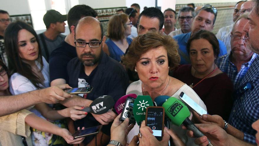 Sergio de Oses y Lola Villalba atienden a los medios.