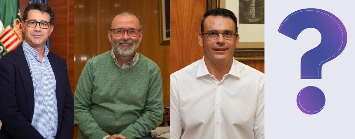De izquierda a derecha, los alcaldables del PP de San Vicente, El Campello y Mutxamel
